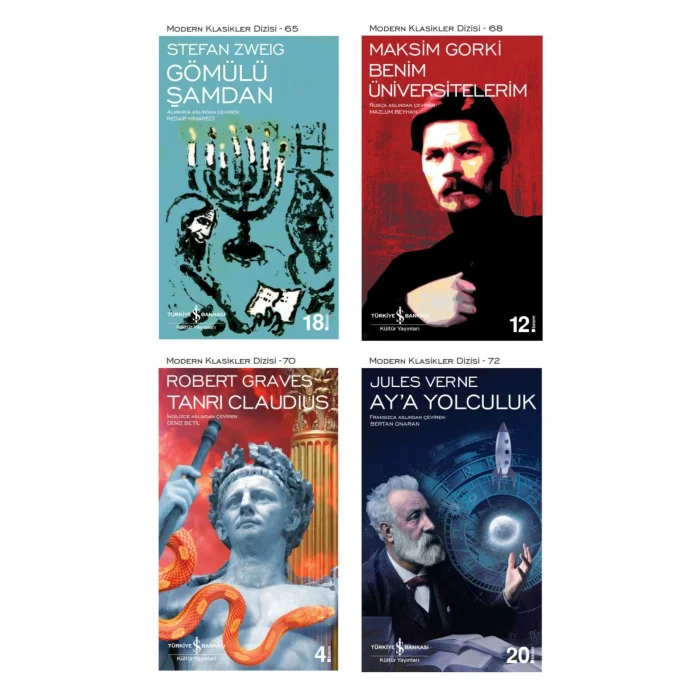 Gömülü Şamdan + Benim Üniversitelerim + Tanrı Claudius + Aya Yolculuk- 4 Kitap Set