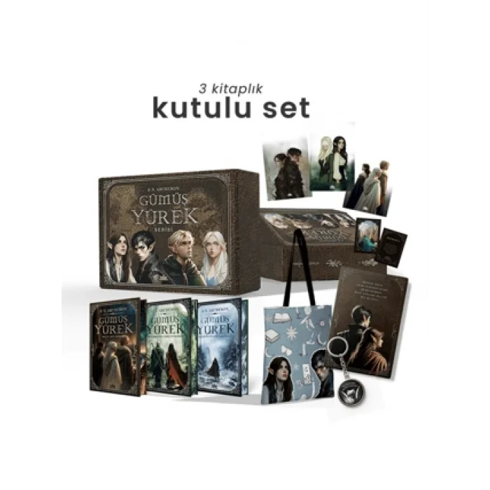 Gümüş Yürek Serisi - Üç Kitaplık Hediyeli Yan Boyamalı Kutu(Ciltli)