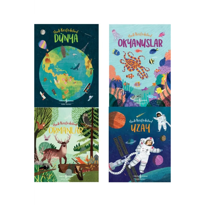 Hadi Keşfedelim Bilim Serisi 7-8-9 Yaş / Okyanuslar - Okyanuslar - Uzay - Dünya - 4 Kitap Set