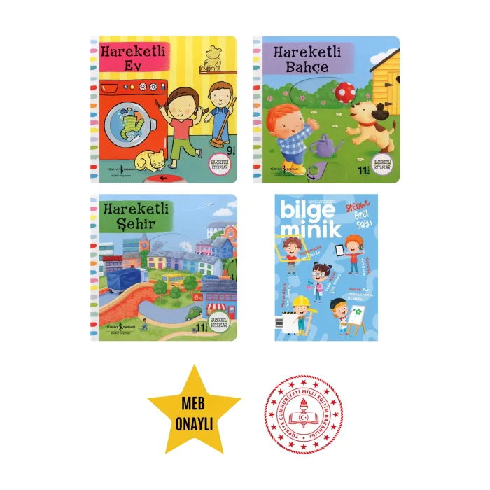 Hareketli Ev - Hareketli Bahçe - Hareketli Şehir - Eğitici Hareketli Kitap Set