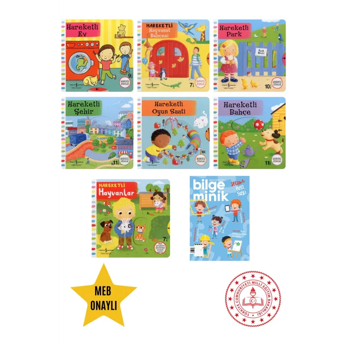 Hareketli Ev - Hareketli Park - Hareketli Bahçe - Hareketli Hayvanlar - Eğitici Hareketli Kitap Set