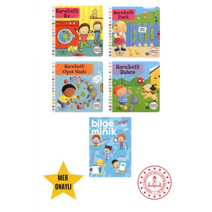 Hareketli Oyun Saati - Hareketli Park - Hareketl Bahçe- Eğitici Hareketli Kitap Set