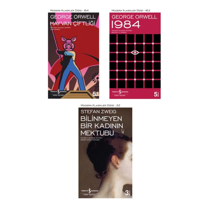 Hayvan Çiftliği + 1984 + Bilinmeyen Bir Kadının Mektubu- 3 Kitap Set - Iş Bankası Özel Set Hayvan Çi