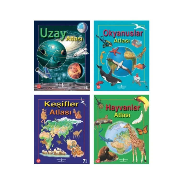 Hayvanlar Atlası  Keşifler Atlası Okyanus Atlası Uzay Atlası Set 4 Kitap