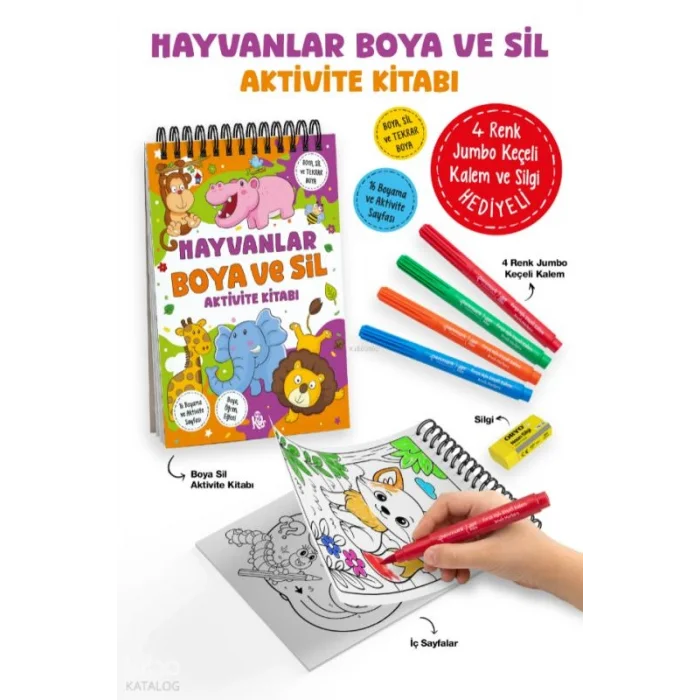 Hayvanlar – Boya ve Sil Aktivite Kitabı