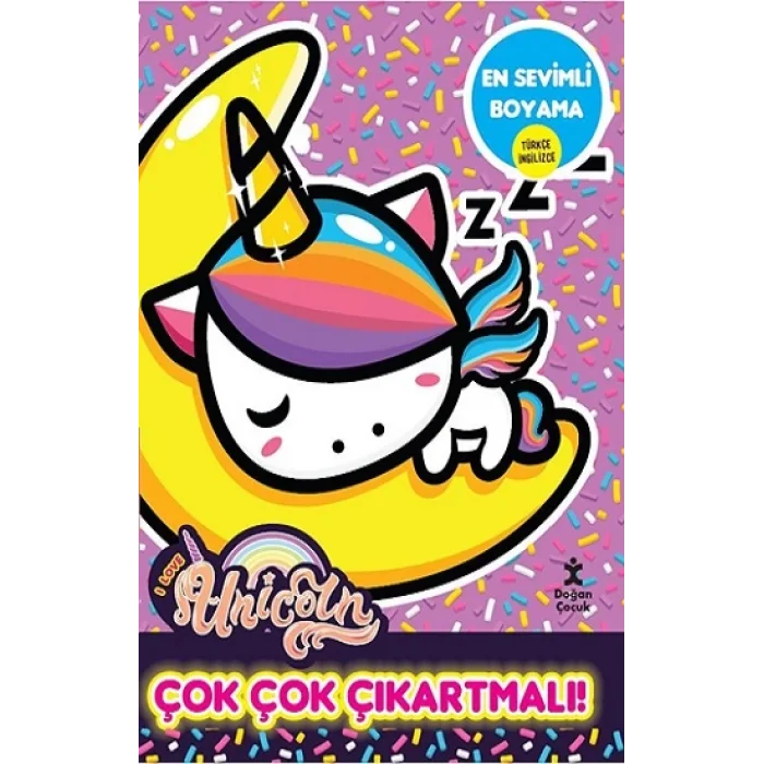 I Love Unicorn En Sevimli Boyama - Çok Çok Çıkartmalı!