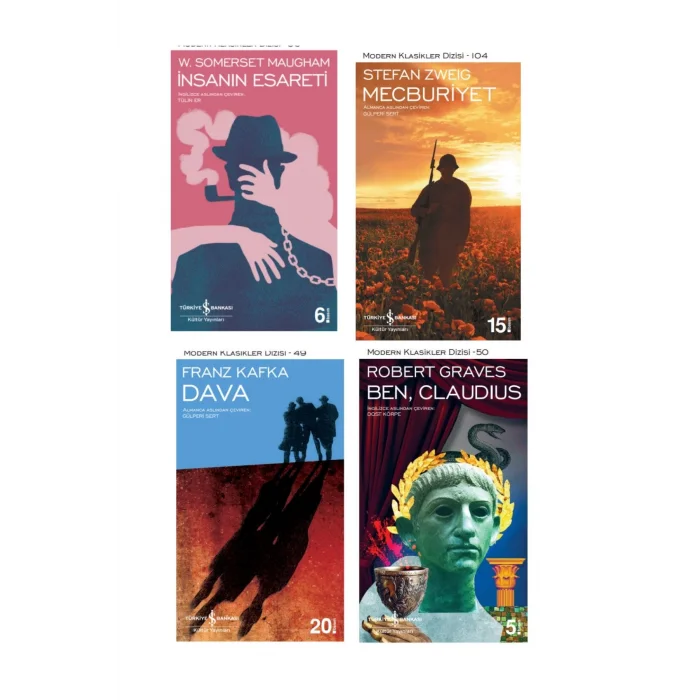 Insanın Esareti + Mecburiyet + Dava + Ben, Claudius- 4 Kitap Set - Iş Bankası Özel Set Insanın Esare