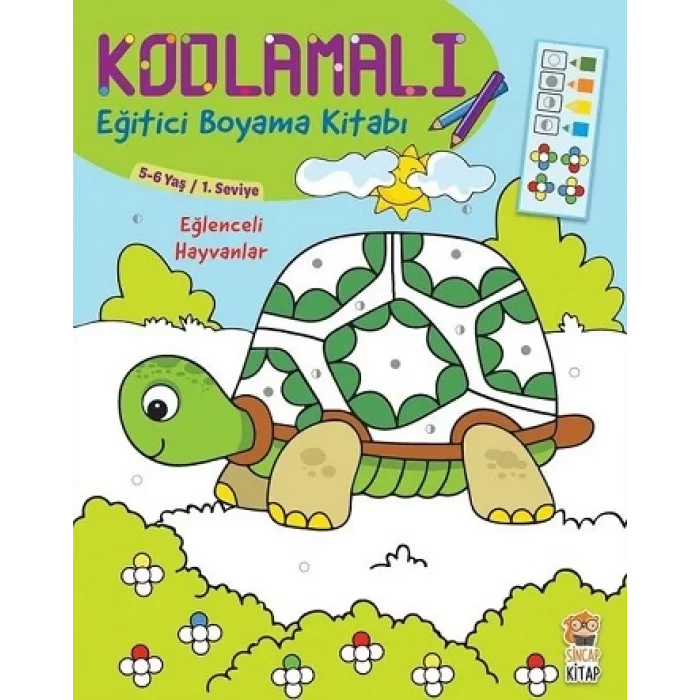 Kodlamalı Eğitici Boyama Kitabı - Eğlenceli Hayvanlar (5-6 Yaş 1. Seviye)
