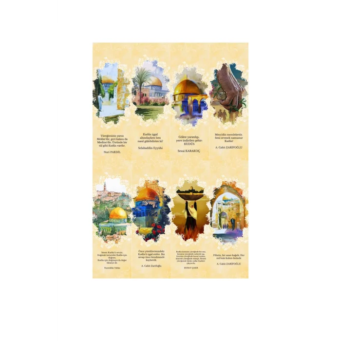 Kudüs Kitap Ayraçları Hediyelik Ayraç - Kudüs 8li Ayraç Seti