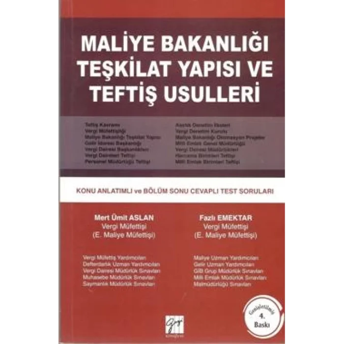 Maliye Bakanlığı Teşkilat Yapısı ve Teftiş Usulleri