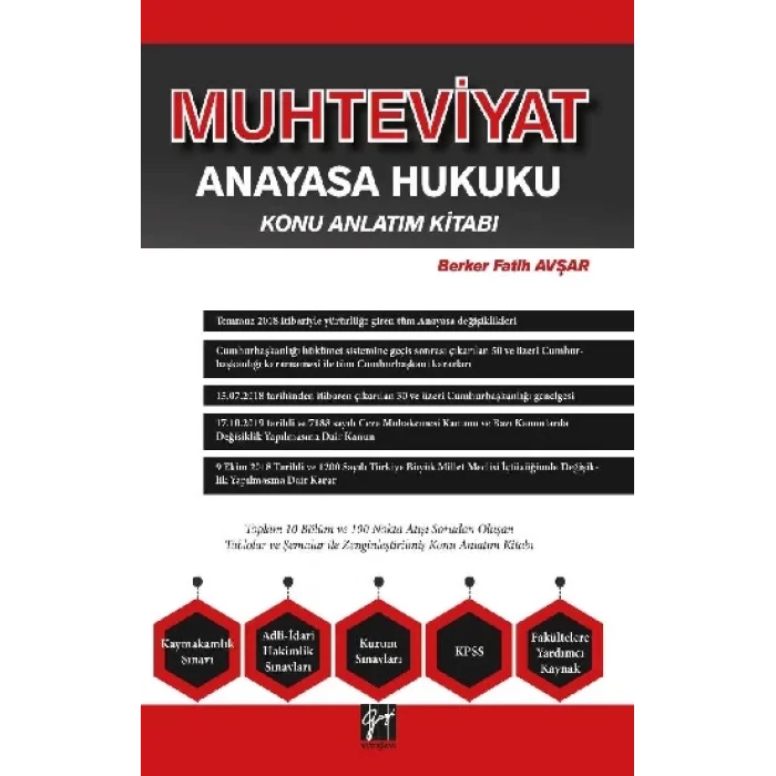 Muhteviyat Anayasa Hukuku Konu Anlatım Kitabı