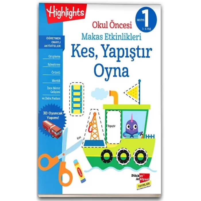 Okul Öncesi Makas Etkinlikleri Kes, Yapıştır, Oyna 1. Seviye
