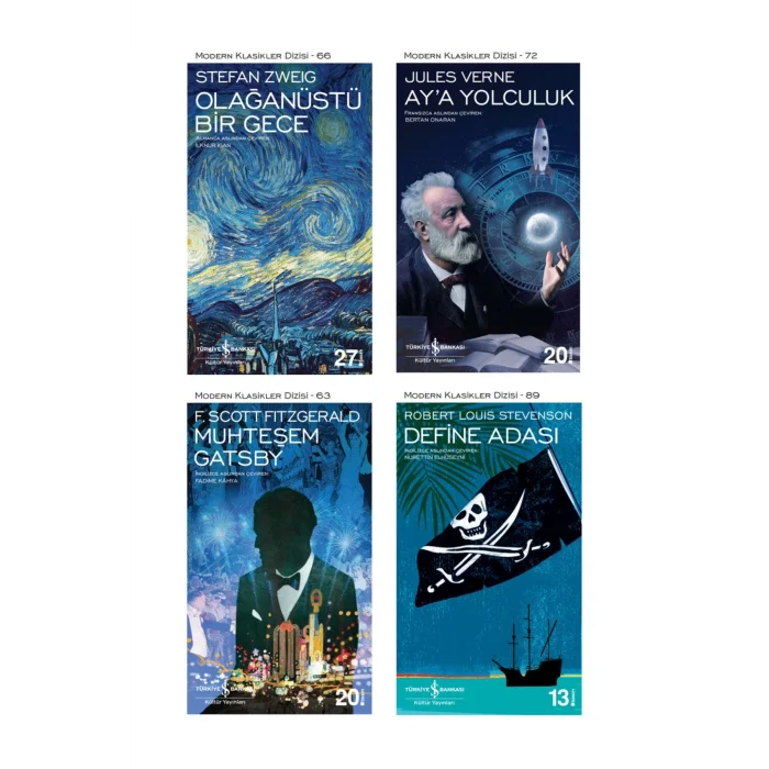 Olağanüstü Bir Gece + Aya Yolculuk + Muhteşem Gatsby + Define Adası- 4 Kitap Set