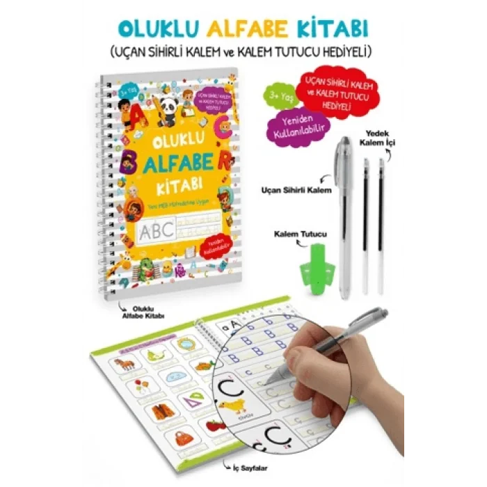 Oluklu Alfabe Kitabı (Uçan Sihirli Kalem ve Kalem Tutucu Hediyeli)