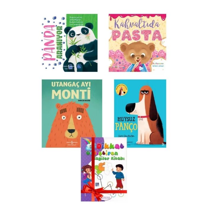 Panda Aranıyor - Huysuz Panço - Utangaç Ayı Monti - Kahvaltıda Pasta - 5 Kitap Set