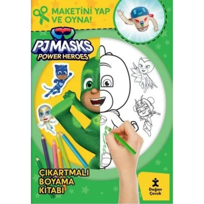 Pjmasks Power Heroes Çıkartmalı Boyama Kitabı - Maketini Yap ve Oyna!