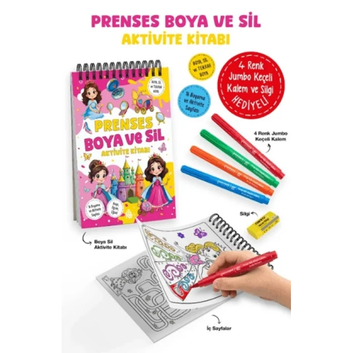 Prenses – Boya ve Sil Aktivite Kitabı / 3 Yaş +