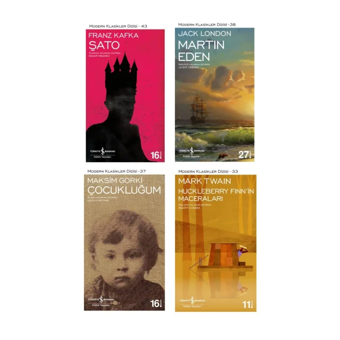 Şato + Martin Eden + Çocukluğum + Huckleberry Finnin Maceraları- 4 Kitap Set - Iş Bankası Özel Set