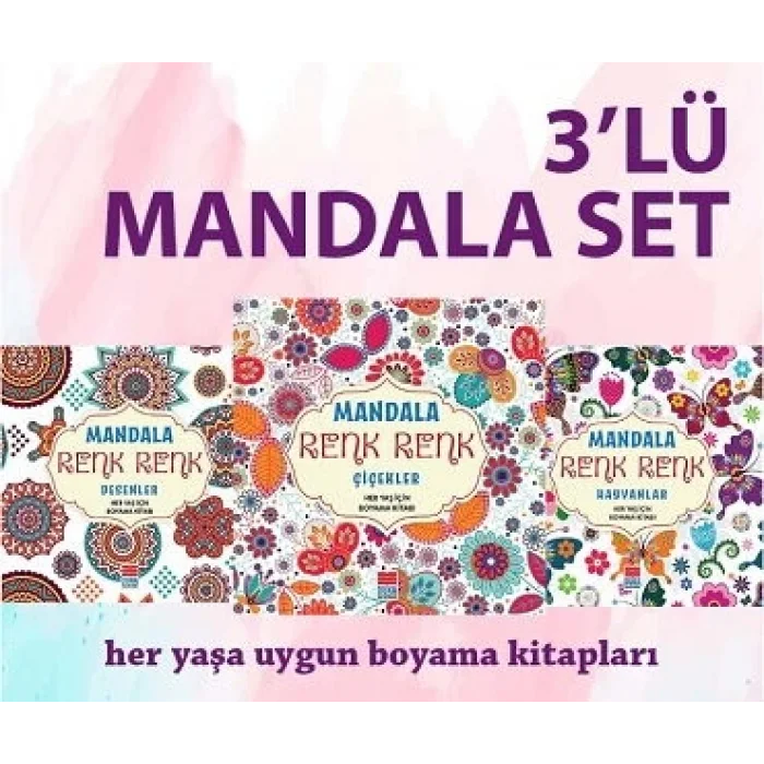 Set Mandala Renk Renk Desenler Çiçekler Hayvanlar
