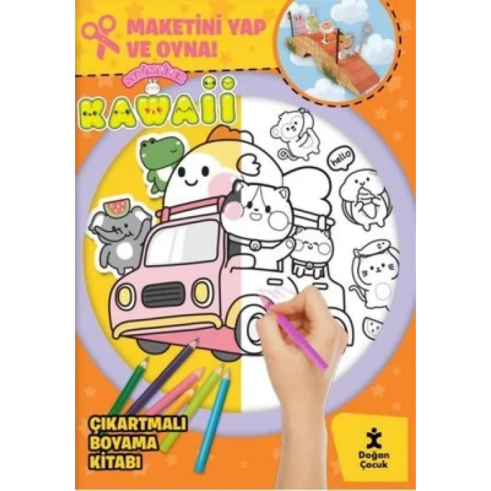 Sevimliler Kawaii - Çıkartmalı Boyama Kitabı - Maketini Yap ve Oyna!