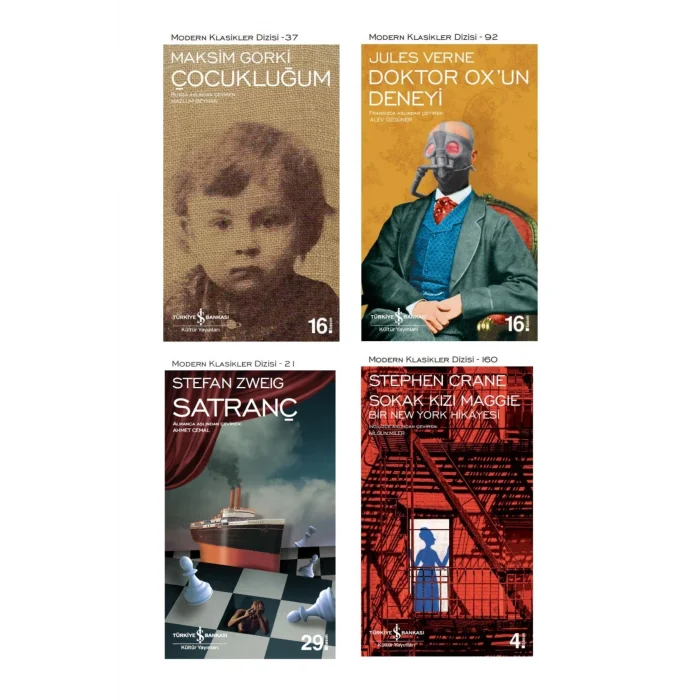 Sokak Kızı Maggie - Bir New York Hikayesi + Doktor Oxun Deneyi + Çocukluğum + Satranç- 4 Kitap Set