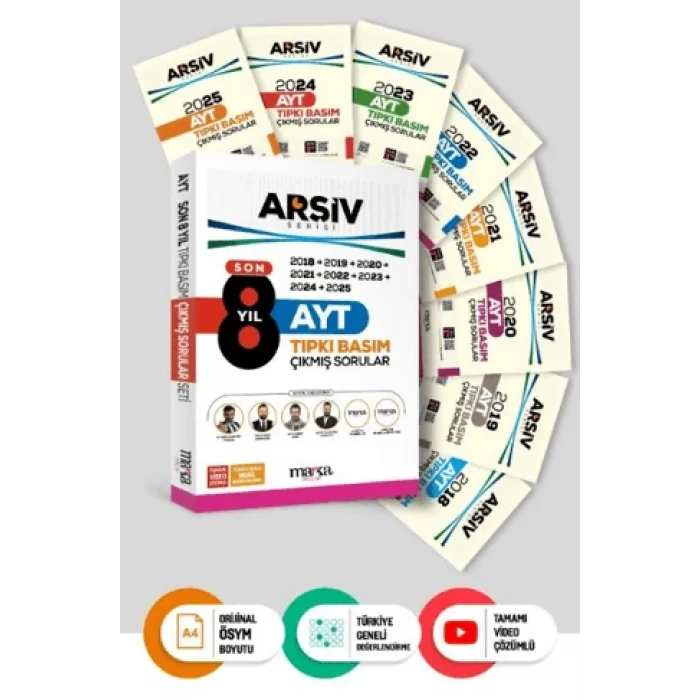 Son 8 Yıl AYT Arşiv Serisi Tıpkı Basım Fasikül Fasikül Çıkmış Sorular Tamamı Video Çözümlü