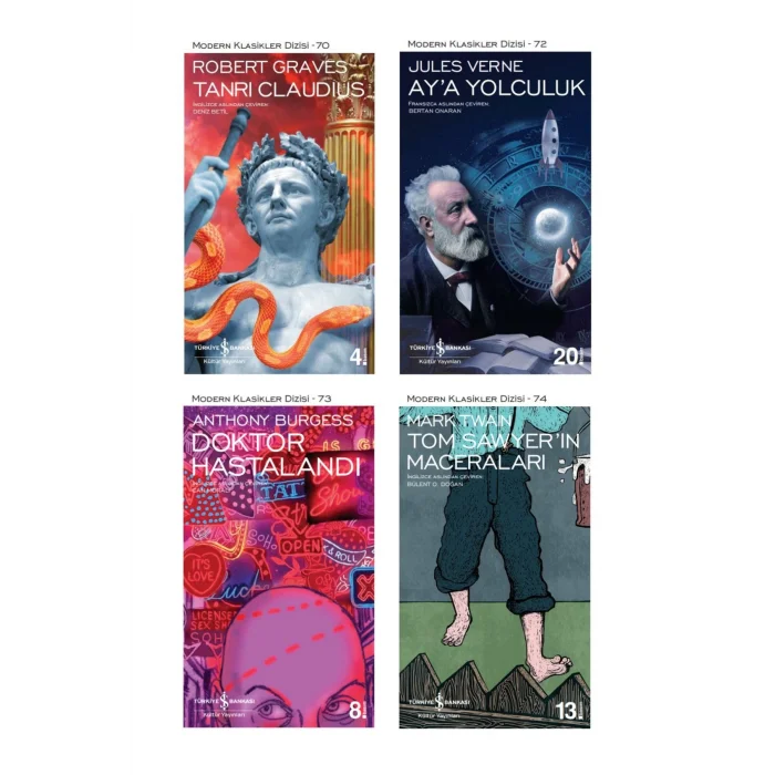 Tanrı Claudius + Aya Yolculuk + Doktor Hastalandı + Tom Sawyerin Maceraları- 4 Kitap Set