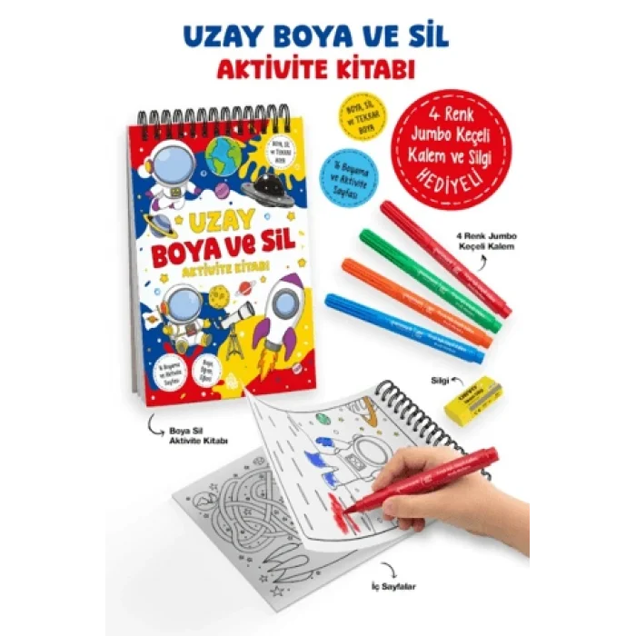 Uzay – Boya ve Sil Aktivite Kitabı / 3 Yaş +