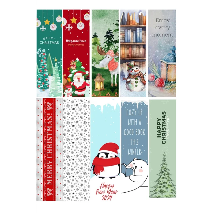 Yeni Yıl 10lu Ayraç Seti 02- Yılbaşı Temalı Kitap Ayracı- 10 Adet