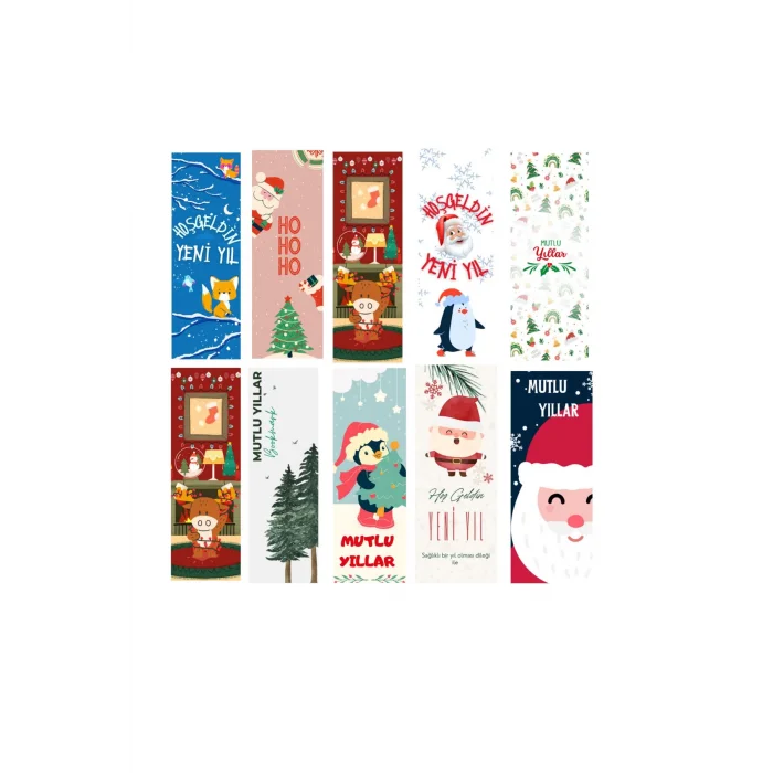 Yeni Yıl 10lu Ayraç Seti 02a-Yılbaşı Temalı Kitap Ayracı- 10 Adet