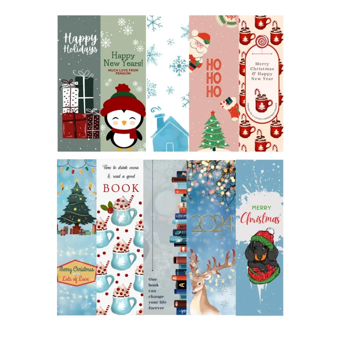 Yeni Yıl 10lu Ayraç Seti 03- Yılbaşı Temalı Kitap Ayracı- 10 Adet