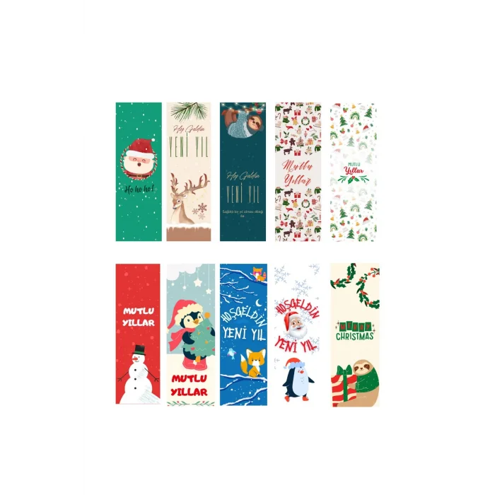 Yılbaşı Temalı Kitap Ayracı-Mutlu Yıllar Temalı Hediye  10lu Yeni Yıl Kitap Ayraçları!