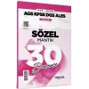 2025 MEB AGS KPSS DGS ALES Sözel Mantık 30 Deneme Tamamı Video Çözümlü