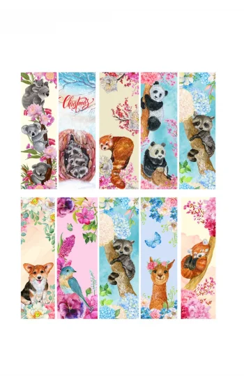 10lu Ayraç Seti 05-Hayvan Temalı Kitap Ayracı- Kitap Ayracı 10 Adet