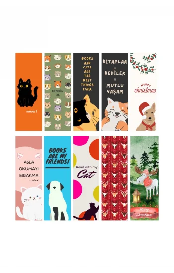 10lu Ayraç Seti 06-sevimli Dostlarımız Temalı Kitap Ayracı- Kitap Ayracı 10 Adet