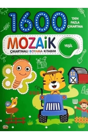 1600 Mozaik Çıkartmalı Boyama Kitabım Yeşil Kitap