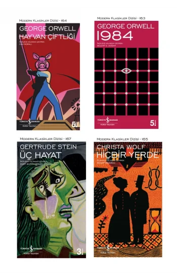 1984 + Hayvan Çiftliği + Üç Hayat + Hiçbir Yerde- 4 Kitap Set - Iş Bankası Özel Set 1984 Kitabı