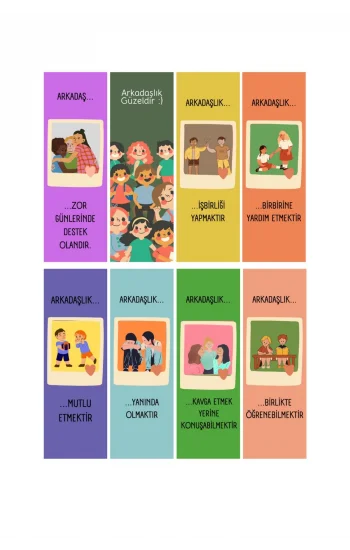 Arkadaşlık  8li Ayraç Seti 01- Arkadaşlık  Hediyelik Kitap Ayracı 8 adet!