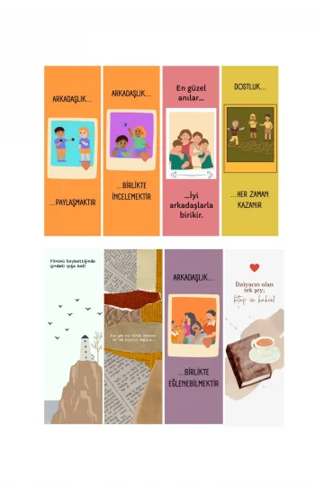 Arkadaşlık  8li Ayraç Seti 02- Arkadaşlık  Hediyelik Kitap Ayracı 8 adet!
