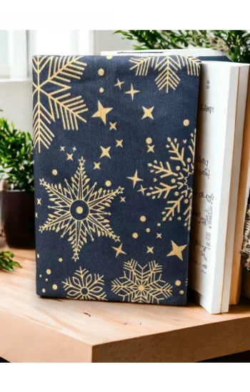 Ayarlanabilir Kitap Kılıfı - Gece & Kar Desenli Kitap Koruyucu Kılıf - Su Geçirmez Yıkanabilir Kumaş
