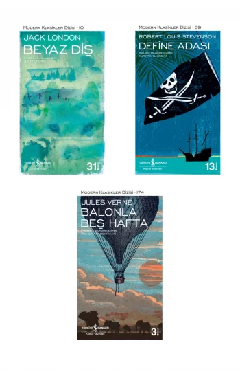 Beyaz Diş + Define Adası + Balonla Beş Hafta- 3 Kitap Set - Iş Bankası Özel Set Beyaz Diş Kitabı
