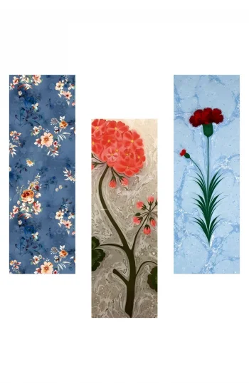 Çiçek Seti Kitap Ayraçları Hediyelik Ayraç - Çiçek Seti 3lü Ayraç Seti