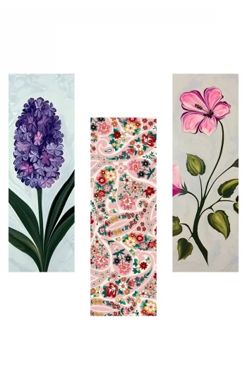 Çiçek Seti Kitap Ayraçları Hediyelik Ayraç - Çiçek Seti 3lü Ayraç Seti