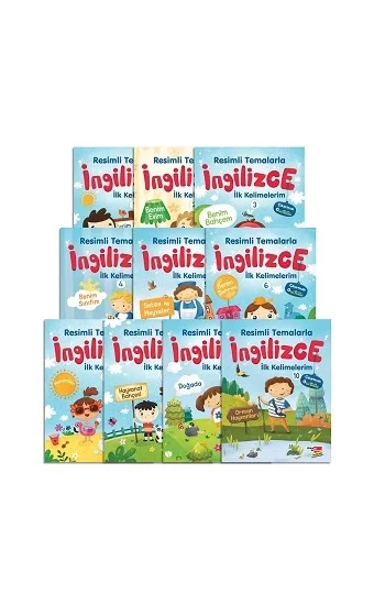 Çıkartmalı Resimli Temalarla İngilizce İlk Kelimelerim 10lu Set