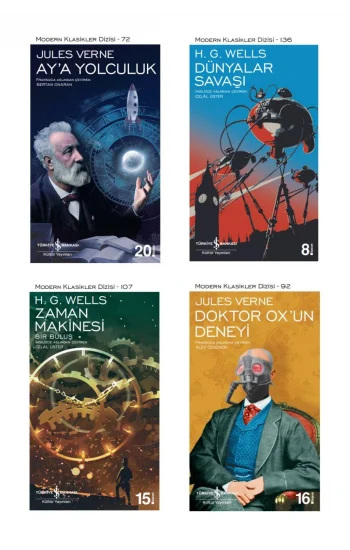 Doktor Oxun Deneyi + Zaman Makinesi Bir Buluş + Aya Yolculuk + Dünyalar Savaşı- 4 Kitap Set