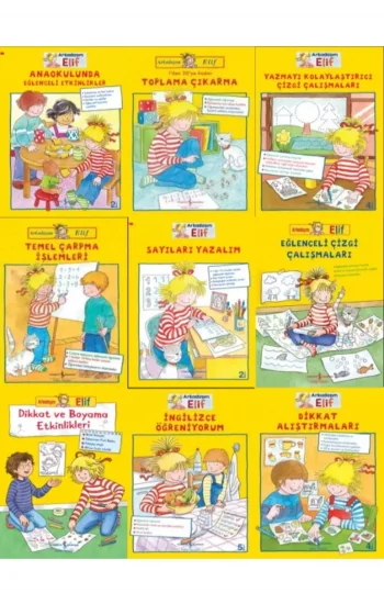 ELİF Serisi Çocuk - Resimli Kitaplar, Etkinlik Kitapları 9 Kitap Set