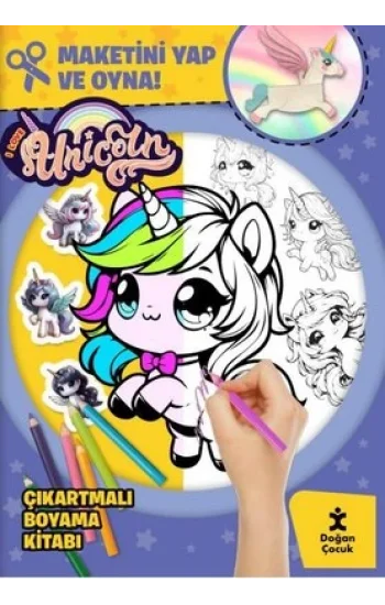I Love Unicorn Çıkartmalı Boyama Kitabı - Maketini Yap ve Oyna!