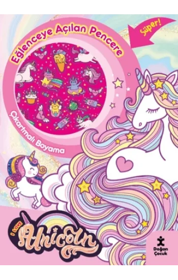 I Love Unicorn Eğlenceye Açılan Pencere Çıkartmalı Boyama Kitabı