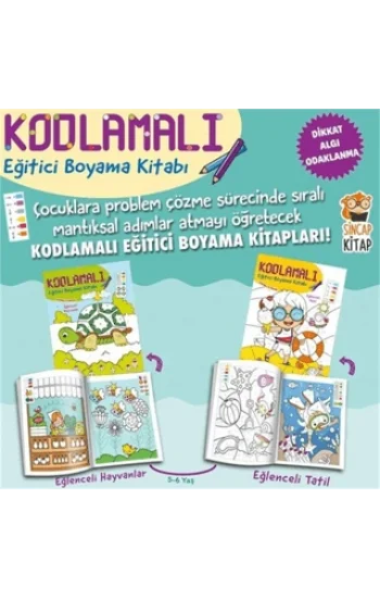 Kodlamalı Eğitici Boyama Kitabı 5-6 Yaş (2 Kitap Takım)