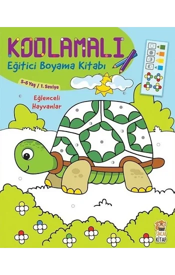 Kodlamalı Eğitici Boyama Kitabı - Eğlenceli Hayvanlar (5-6 Yaş 1. Seviye)